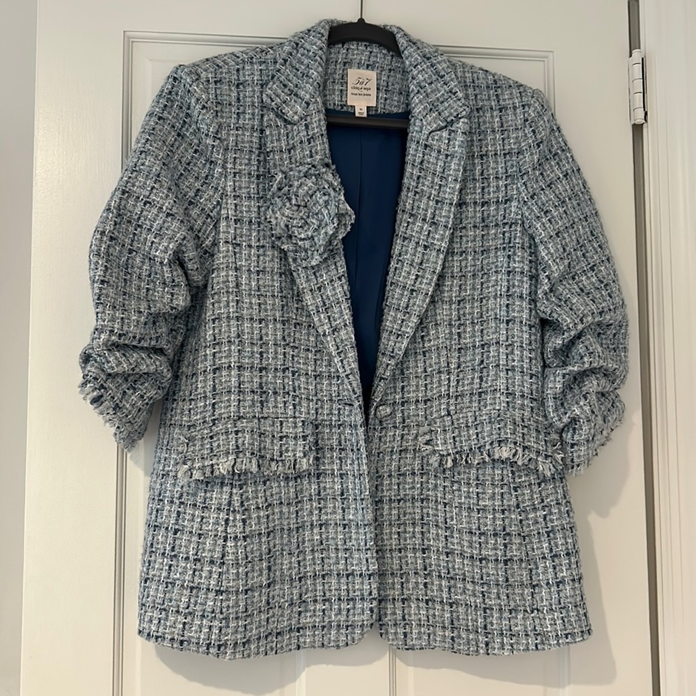 Cinq a Sept Blue Tweed Jacket